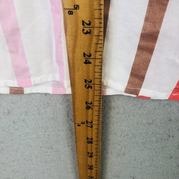 Velvet by Graham & Spencer Shirt Womens XS White Pink Brown Striped Button Front - Picture 4 of 16